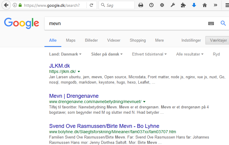 One it-related hit on MEVN in danish